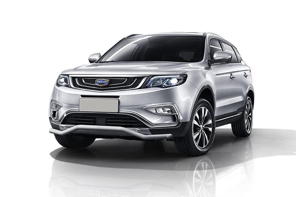 Slitkoff GEAT01S защита переднего бампера d57 "волна" серебристая Geely Atlas