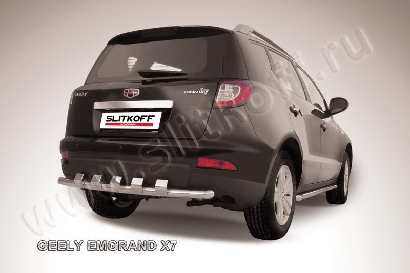 Slitkoff GEX7015 защита заднего бампера d57 с декоративными элементами Geely Emgrand X7