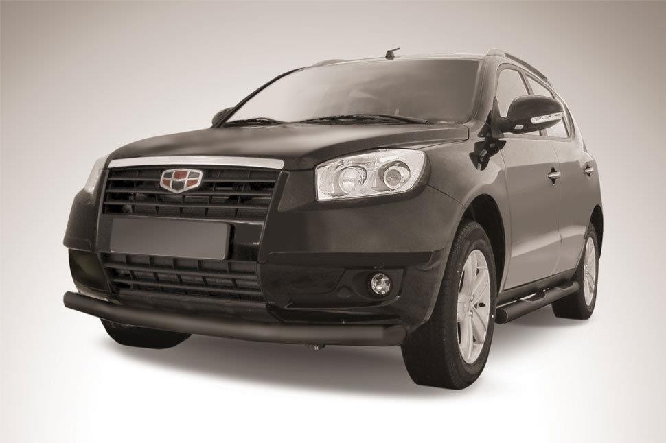 Slitkoff GEX703B защита переднего бампера d76 черная Geely Emgrand X7