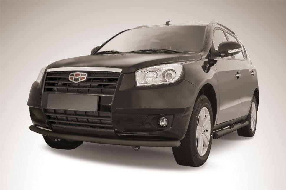 Slitkoff GEX707B защита переднего бампера d57 радиусная черная Geely Emgrand X7