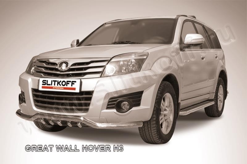 Slitkoff GWHN-H3-001 защита переднего бампера d57 с защитой картера Great Wall Hover H3