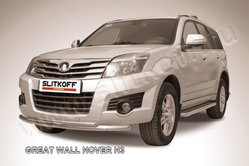 Slitkoff GWHN-H3-003 защита переднего бампера d57+ d42 двойная радиусная Great Wall Hover H3