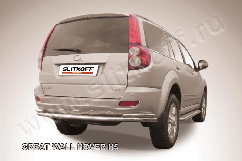 Slitkoff GWHN-H5-006 защита заднего бампера d57+ d42 двойная длинная Great Wall Hover H5
