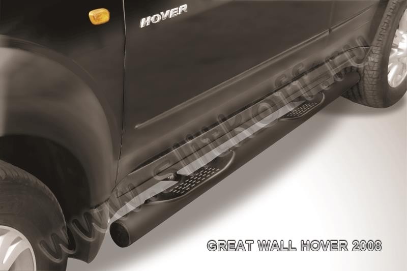 Slitkoff GWHN007B защита порогов d76 с проступями черная Great Wall Hover 2008