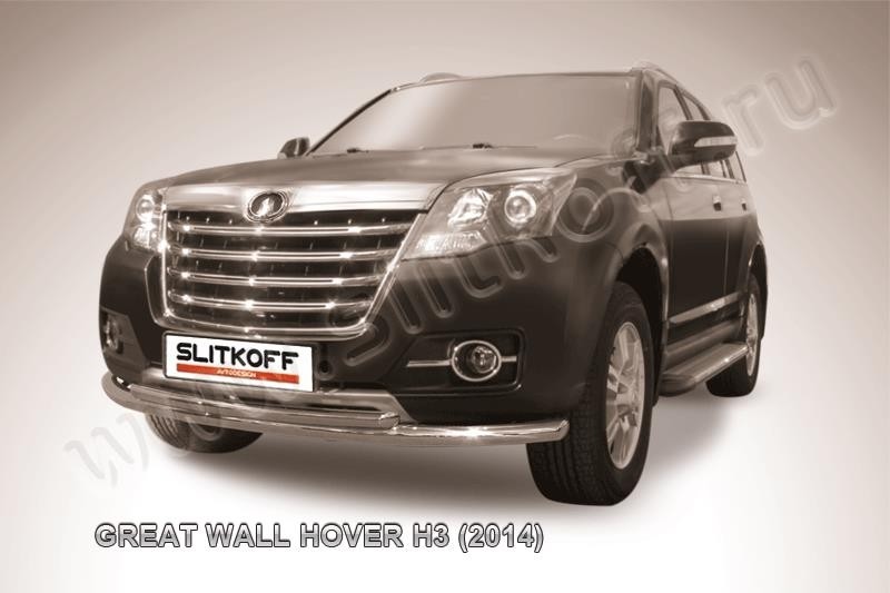 Slitkoff GWHNR-H3-002 защита переднего бампера d57+ d42 двойная Great Wall Hover H3 (2014)