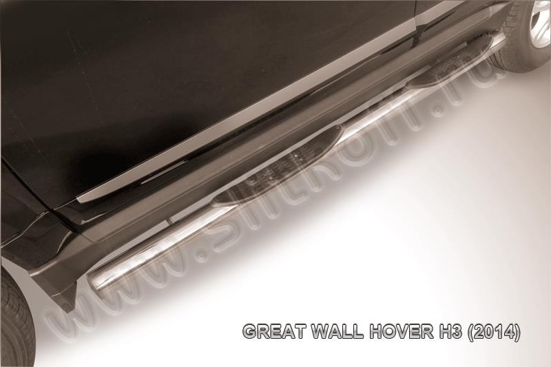 Slitkoff GWHNR-H3-004 защита порогов d76 с проступями Great Wall Hover H3 (2014)