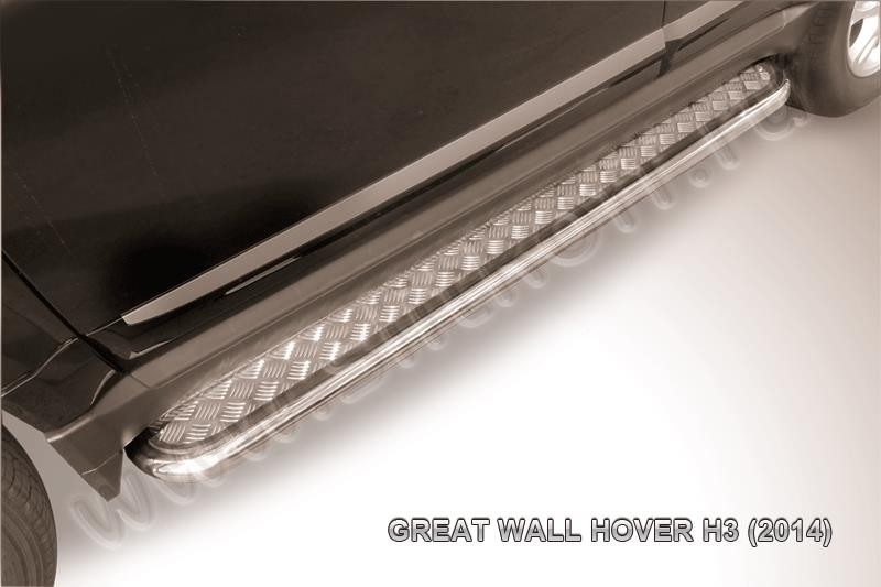 Slitkoff GWHNR-H3-006 защита порогов d57 с листом усиленная Great Wall Hover H3 (2014)