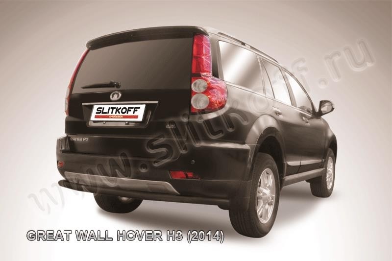 Slitkoff GWHNR-H3-009B защита заднего бампера d57 длинная черная Great Wall Hover H3 (2014)