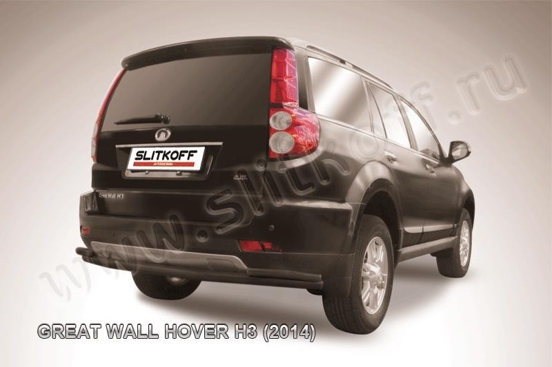 Slitkoff GWHNR-H3-010B защита заднего бампера d57+ d42 двойная длинная черная Great Wall Hover H3 (2014)
