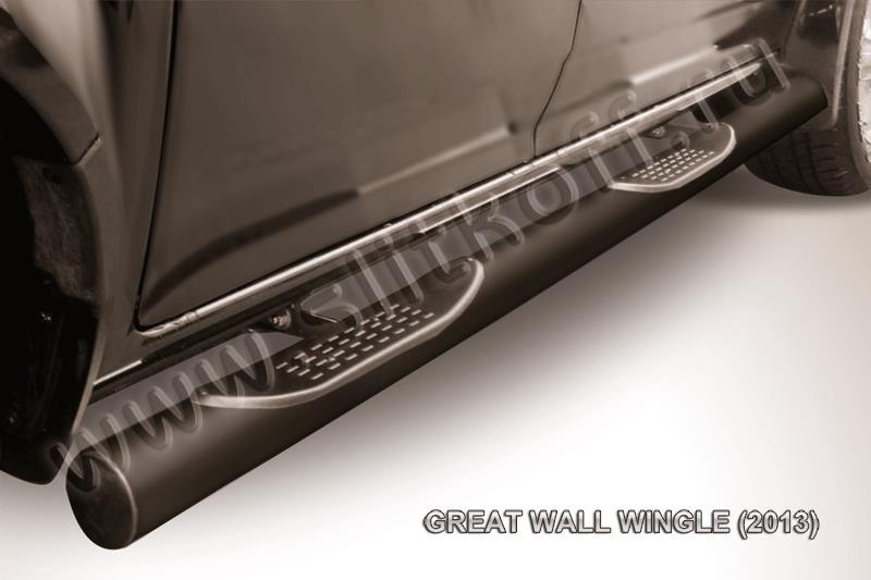 Slitkoff GWWIN-005B защита порогов d76 с проступями черная Great Wall Wingle (2013)