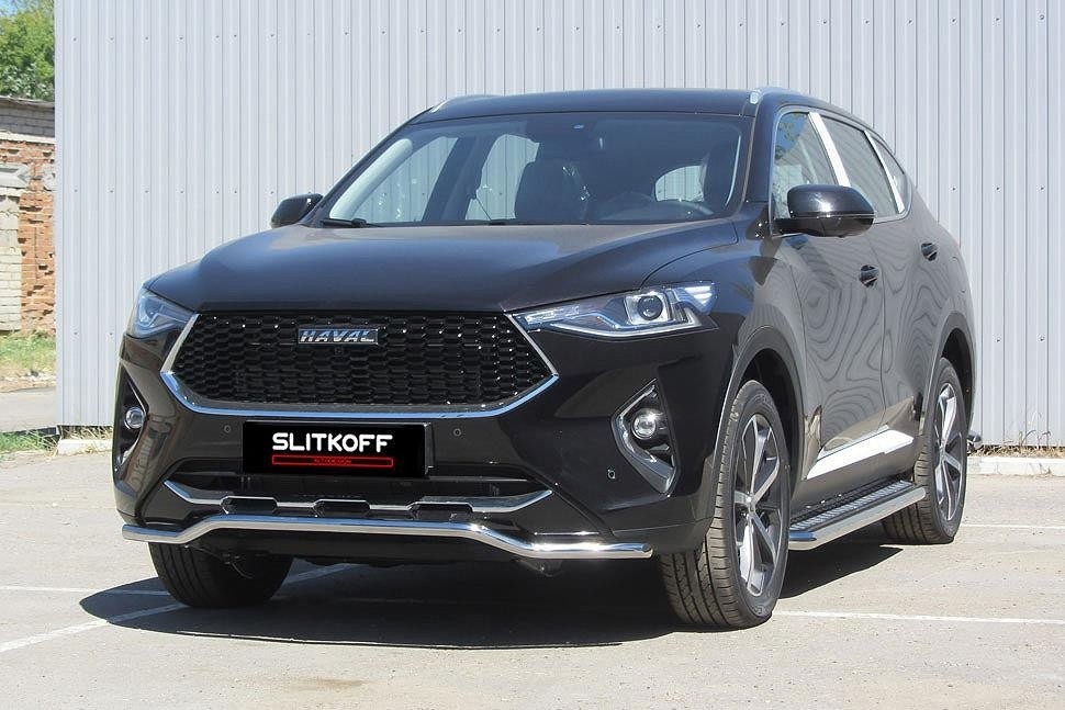 Slitkoff HavF7004 защита переднего бампера d42 "волна" Haval F7 (2019)