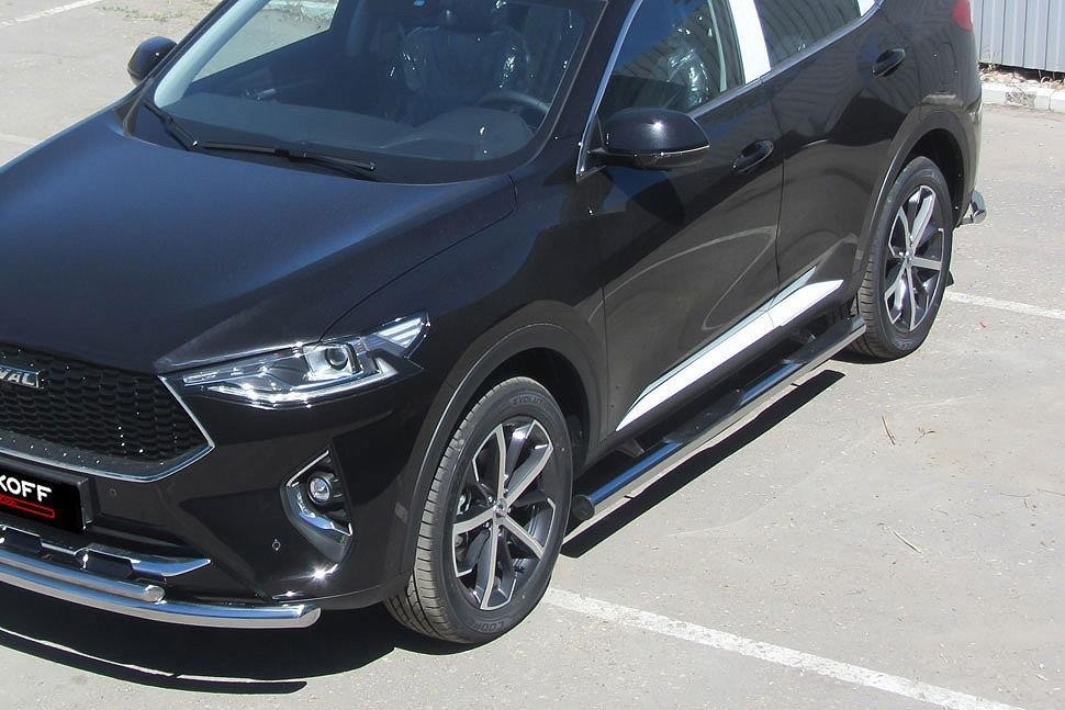 Slitkoff HavF7005 защита порогов d76 с проступями Haval F7 (2019)