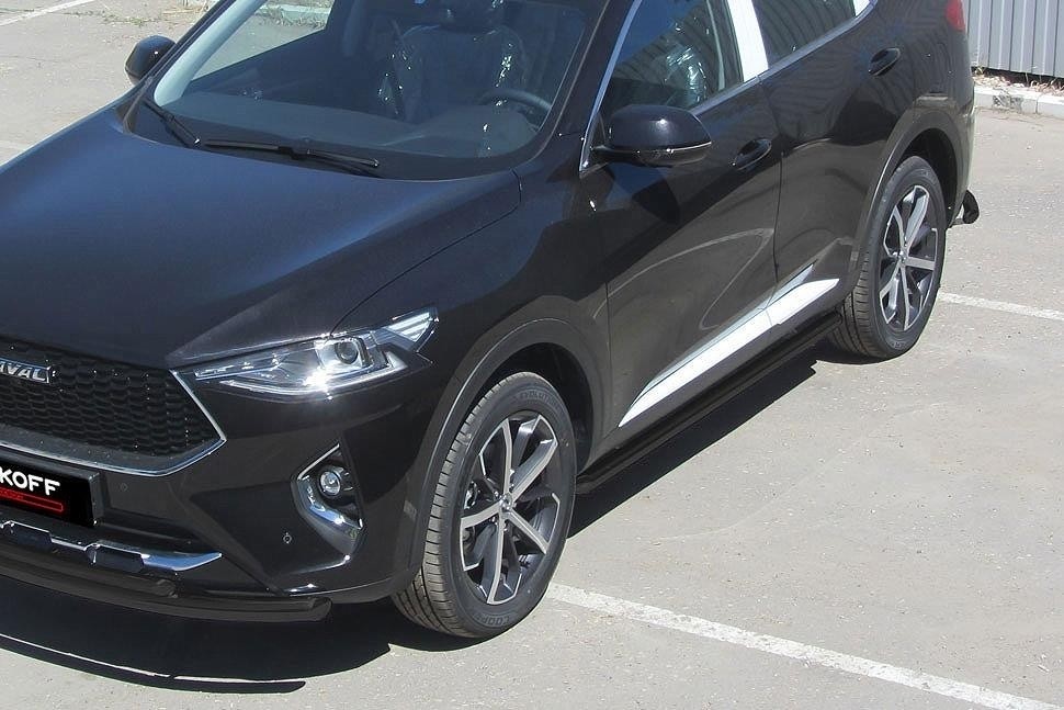 Slitkoff HavF7005B защита порогов d57 труба черная Haval F7 (2019)