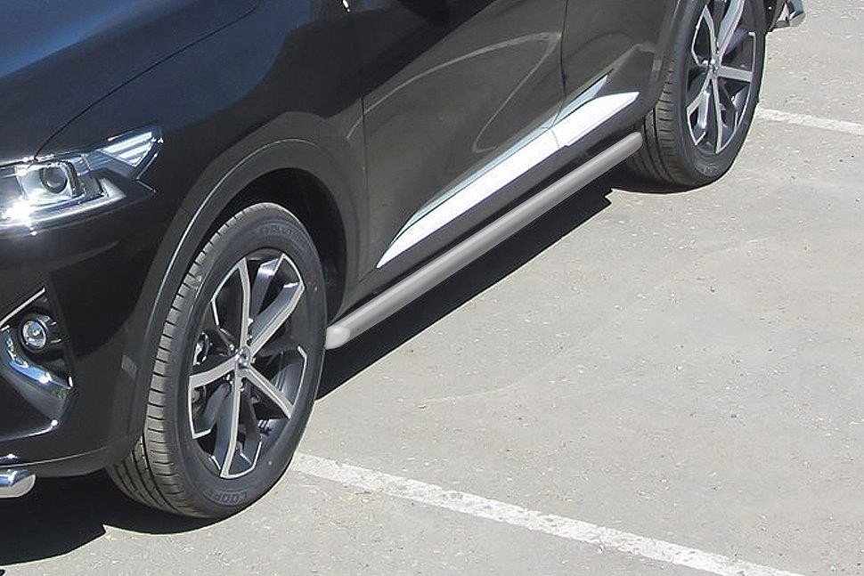 Slitkoff HavF7005S защита порогов d57 труба серебристая Haval F7 (2019)