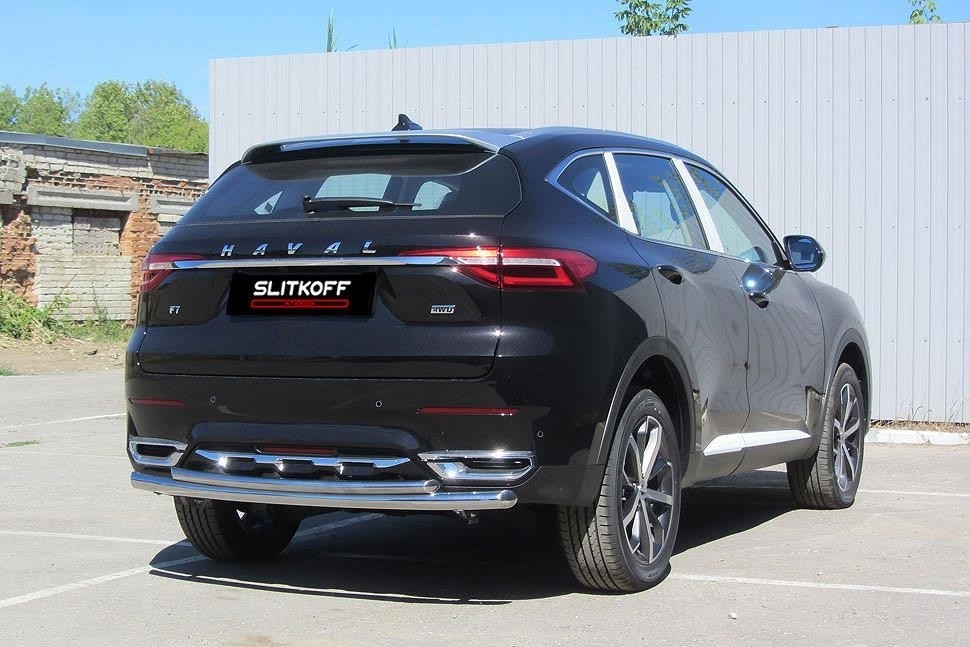 Slitkoff HavF7008 защита заднего бампера d57+ d42 Haval F7 (2019)