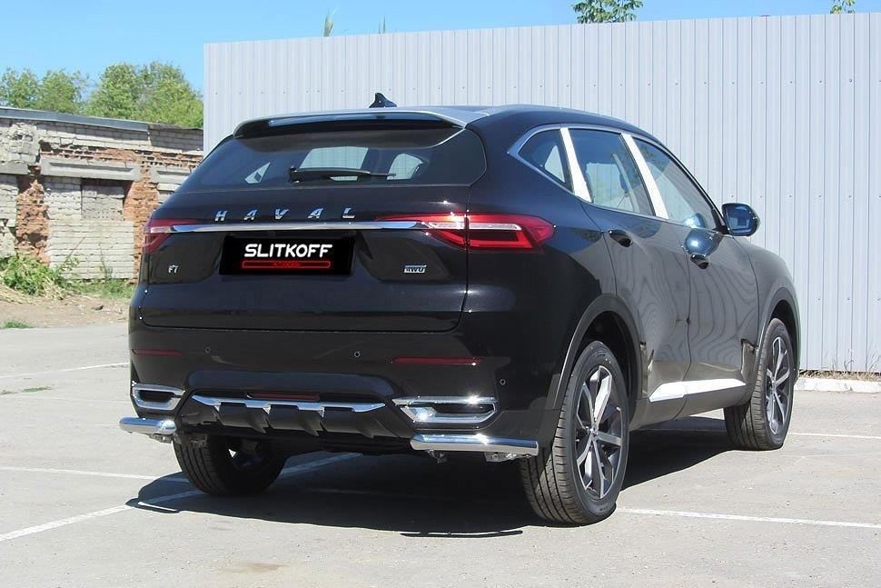 Slitkoff HavF7011 защита заднего бампера уголки d57 Haval F7 (2019)