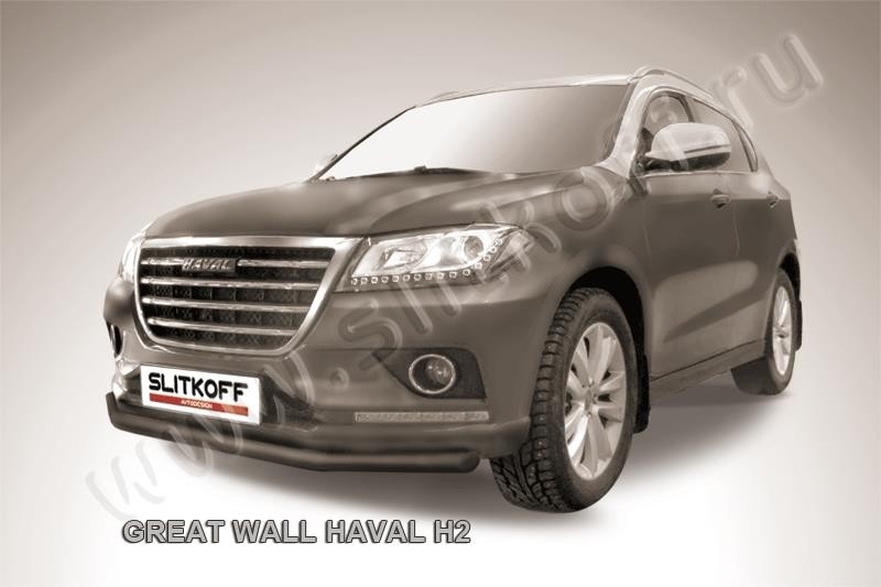 Slitkoff HavH2003B защита переднего бампера d57 черная Haval H2