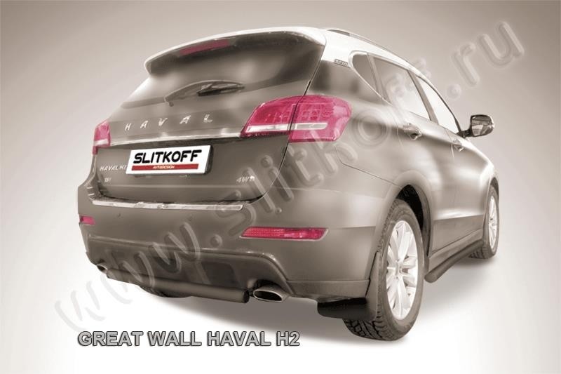 Slitkoff HavH2007B защита заднего бампера d57 короткая черная Haval H2
