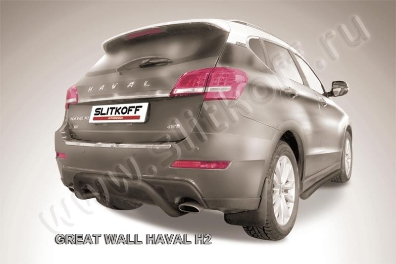 Slitkoff HavH2008B защита заднего бампера d57 "скоба" черная Haval H2