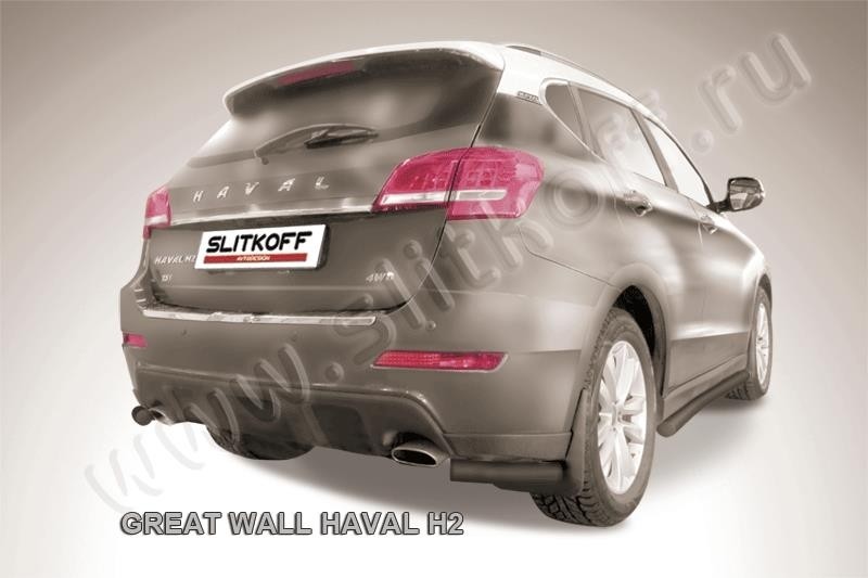 Slitkoff HavH2009B защита заднего бампера уголки d57 черные Haval H2