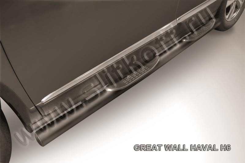 Slitkoff HavH6005B защита порогов d76 с проступями черная Haval H6