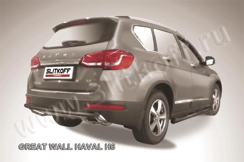 Slitkoff HavH6008B защита заднего бампера d57 черная Haval H6
