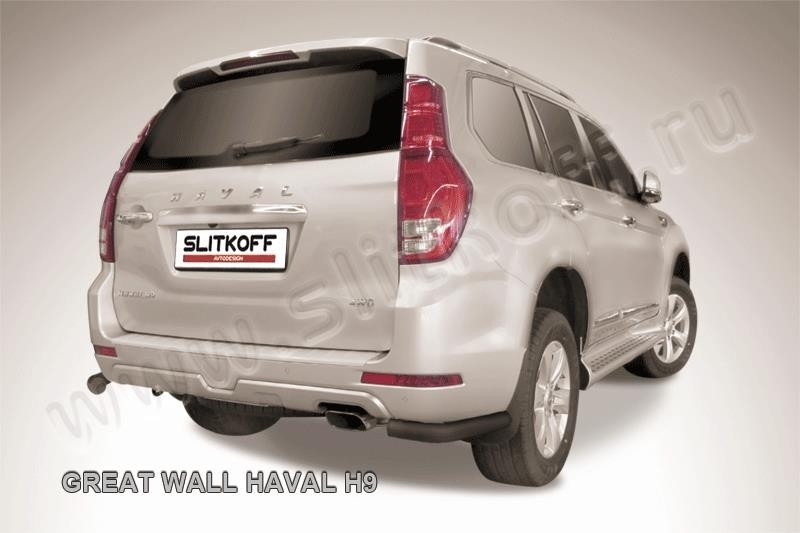 Slitkoff HavH9010B защита заднего бампера уголки d76 черные Haval H9