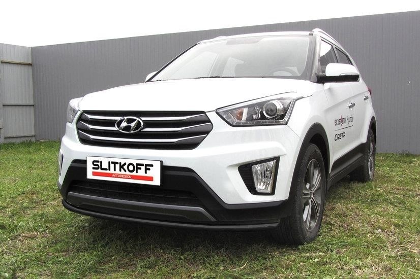 Slitkoff HCRET4WD004B защита переднего бампера d42 радиусная черная Hyundai Creta 4WD 2016