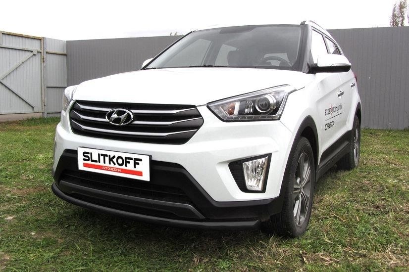 Slitkoff HCRET4WD005B защита переднего бампера d57 радиусная черная Hyundai Creta 4WD 2016