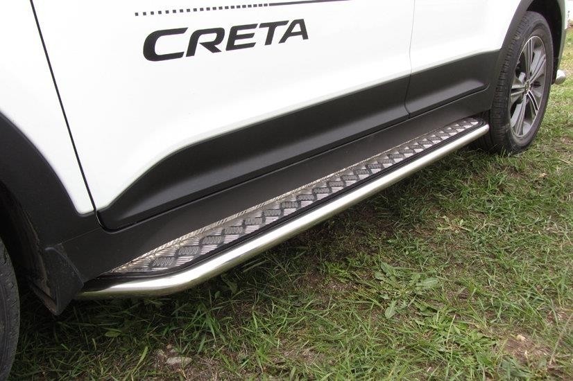 Slitkoff HCRET4WD006 защита порогов d42 с листом усиленная Hyundai Creta 4WD 2016