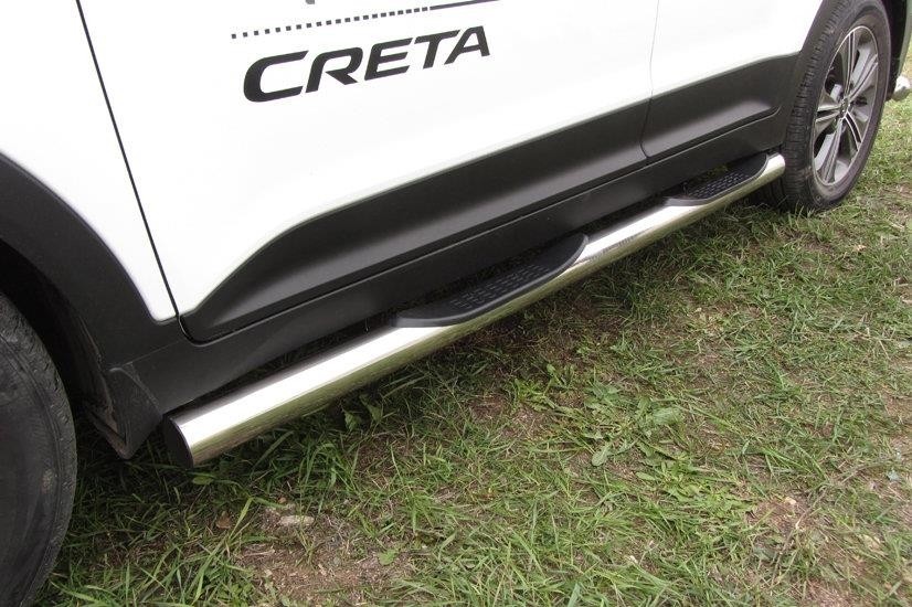 Slitkoff HCRET4WD007 защита порогов d76 с проступями Hyundai Creta 4WD 2016