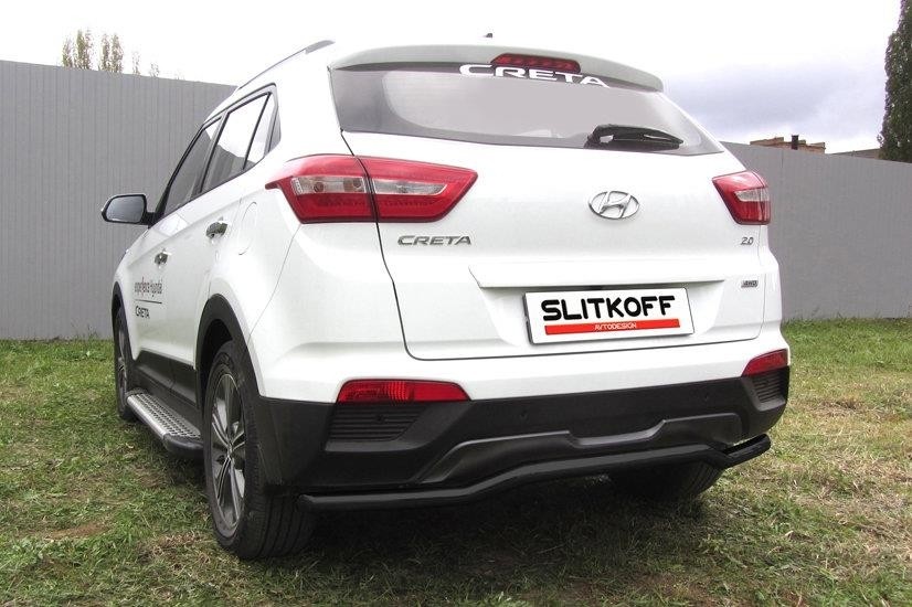 Slitkoff HCRET4WD010B защита заднего бампера d57 "скоба" черная Hyundai Creta 4WD 2016