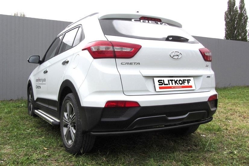 Slitkoff HCRET4WD011B защита заднего бампера d42 радиусная черная Hyundai Creta 4WD 2016