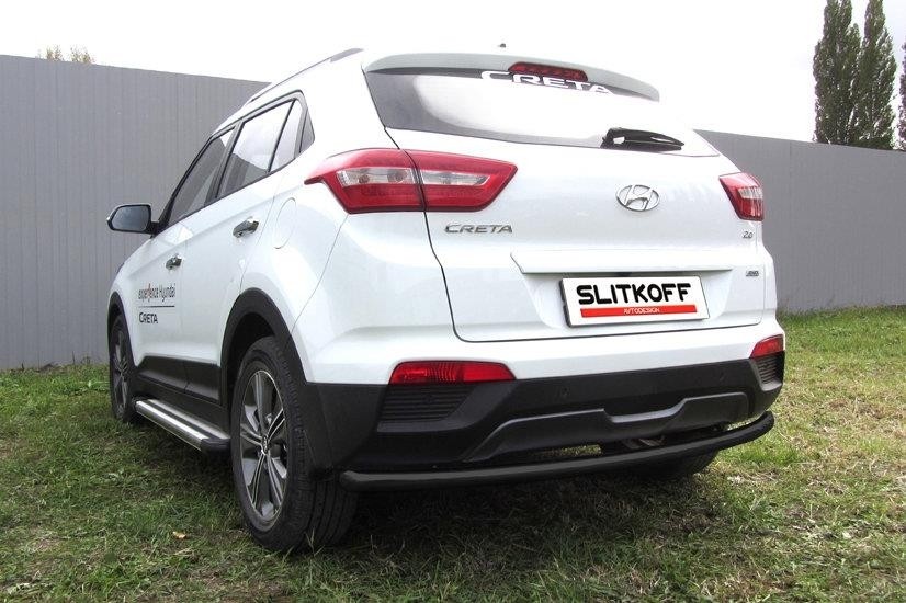 Slitkoff HCRET4WD012B защита заднего бампера d57 радиусная черная Hyundai Creta 4WD 2016