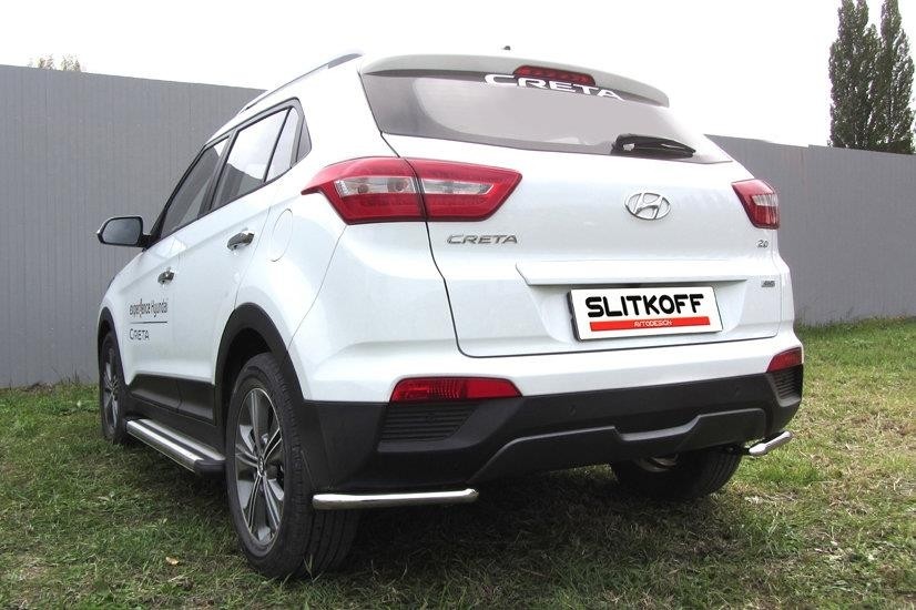 Slitkoff HCRET4WD013 защита заднего бампера уголки d42 Hyundai Creta 4WD 2016