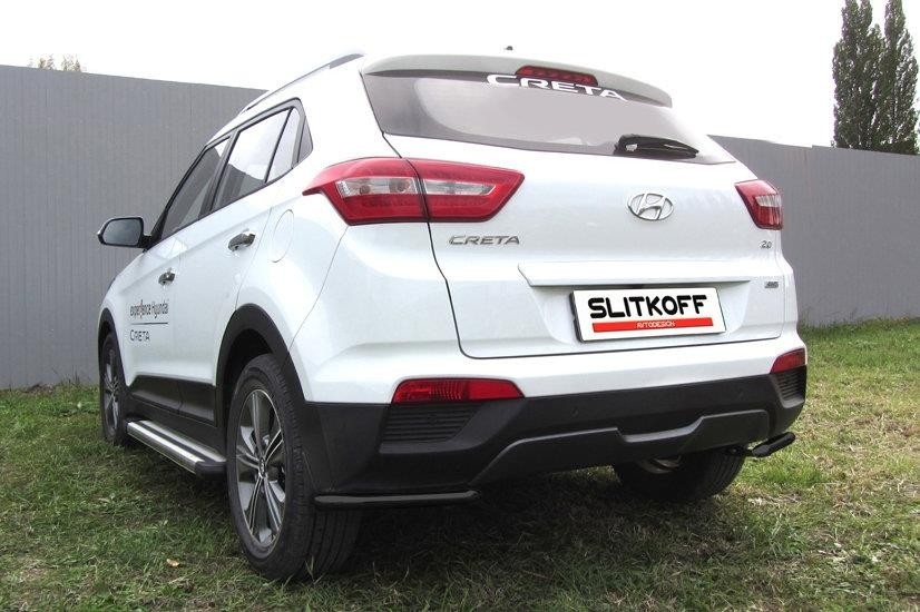 Slitkoff HCRET4WD013B защита заднего бампера уголки d42 черные Hyundai Creta 4WD 2016