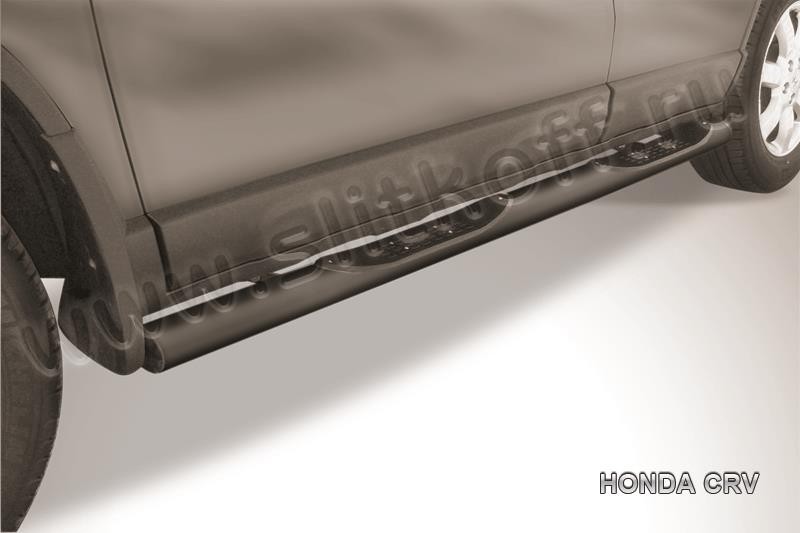 Slitkoff HCRV005B защита порогов d76 с проступями черная Honda CR-V (2009)