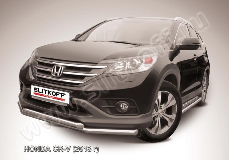 Slitkoff HCRV13-001 защита переднего бампера d76+ d57 двойная Honda CR-V (2013) (2L)