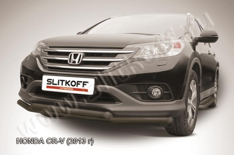 Slitkoff HCRV13-003B защита переднего бампера d57+ d57 двойная черная Honda CR-V (2013) (2L)