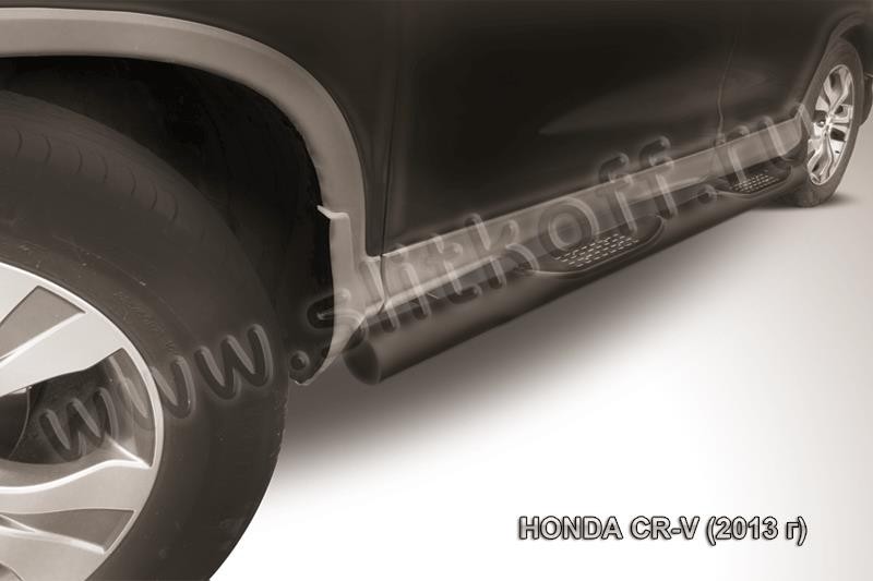 Slitkoff HCRV13-005B защита порогов d76 с проступями черная Honda CR-V (2013) (2L)