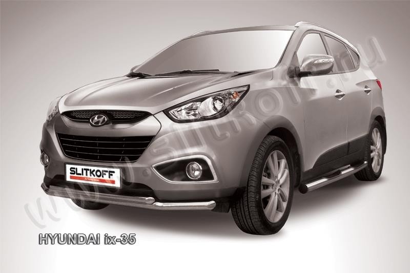 Slitkoff Hix35-002 защита переднего бампера d57+ d42 двойная Hyundai ix-35
