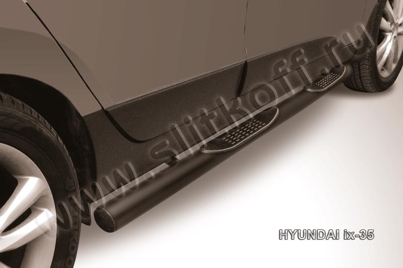 Slitkoff Hix35-004B защита порогов d76 с проступями черная Hyundai ix-35