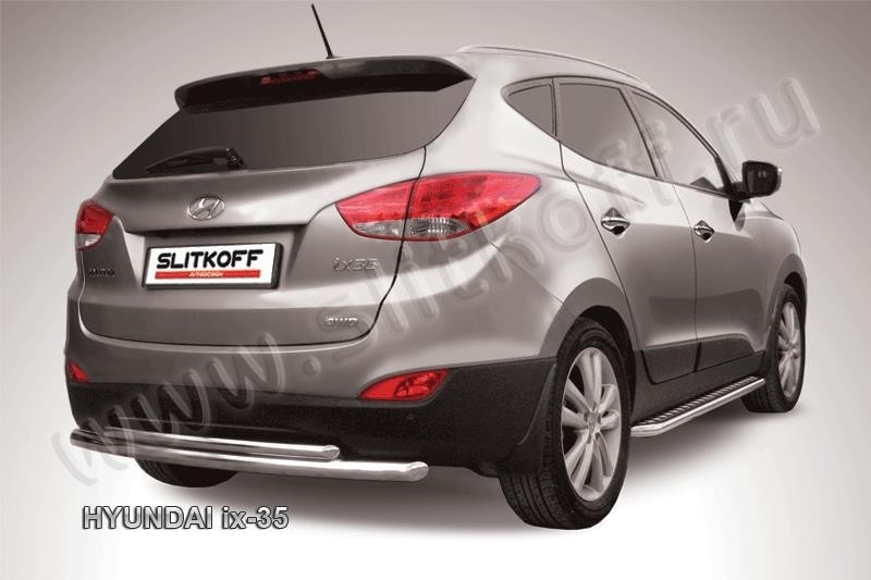 Slitkoff Hix35-011 защита заднего бампера d57+ d42 двойная Hyundai ix-35