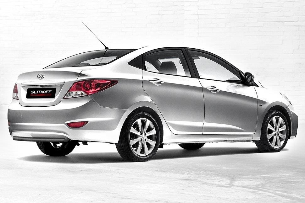 Slitkoff HS002B защита заднего бампера d42 черная Hyundai Solaris (седан)