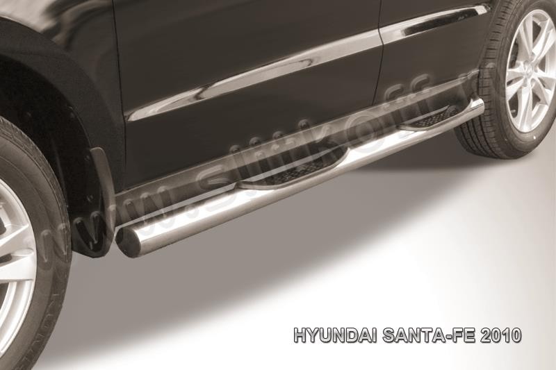 Slitkoff HSFN006 защита порогов d76 с проступями Hyundai Santa Fe (2010)