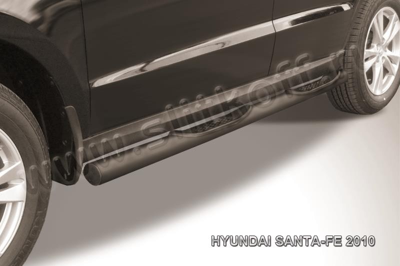 Slitkoff HSFN006B защита порогов d76 с проступями черная Hyundai Santa Fe (2010)