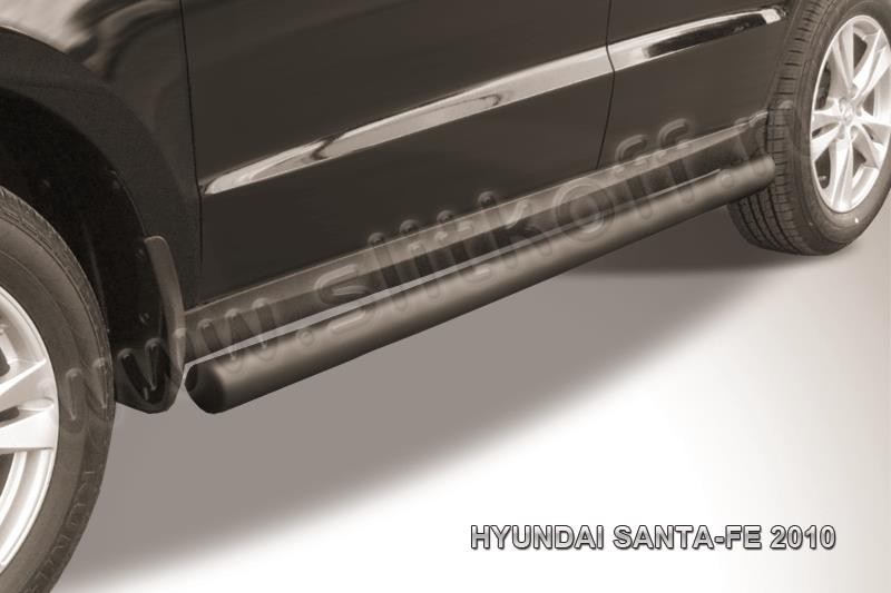 Slitkoff HSFN007B защита порогов d76 труба черная Hyundai Santa Fe (2010)