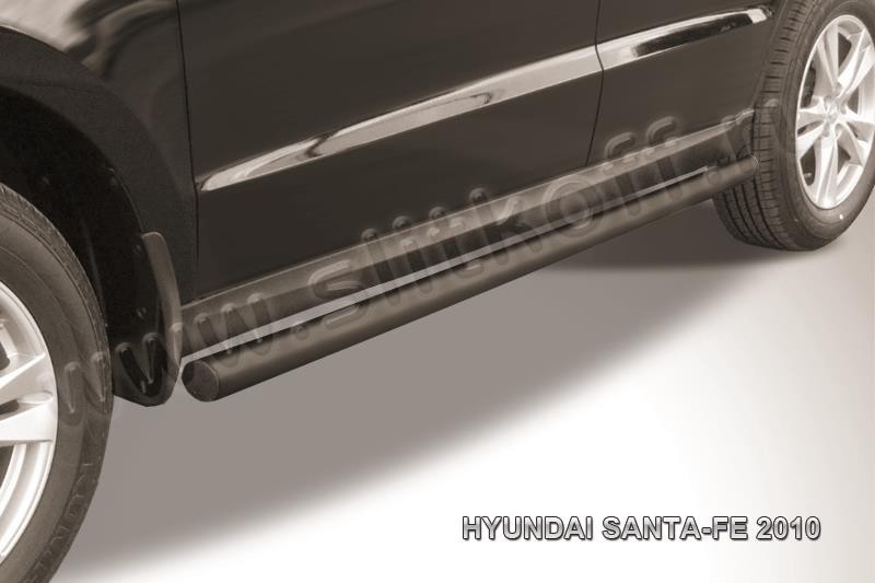 Slitkoff HSFN008B защита порогов d57 труба черная Hyundai Santa Fe (2010)
