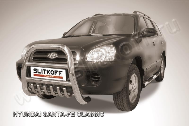 Slitkoff HSFT001 кенгурятник высокий d76 с защитой картера Hyundai Santa Fe Classic (Таганрог)