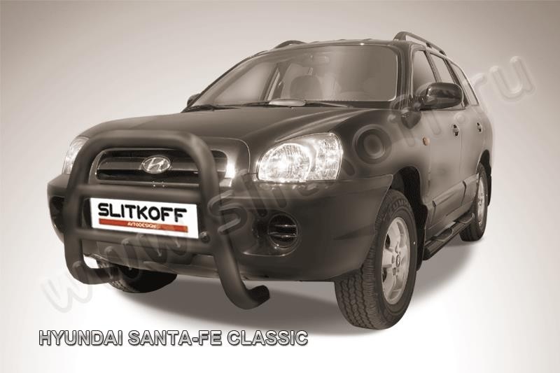Slitkoff HSFT002B кенгурятник d76 высокий черный Hyundai Santa Fe Classic (Таганрог)
